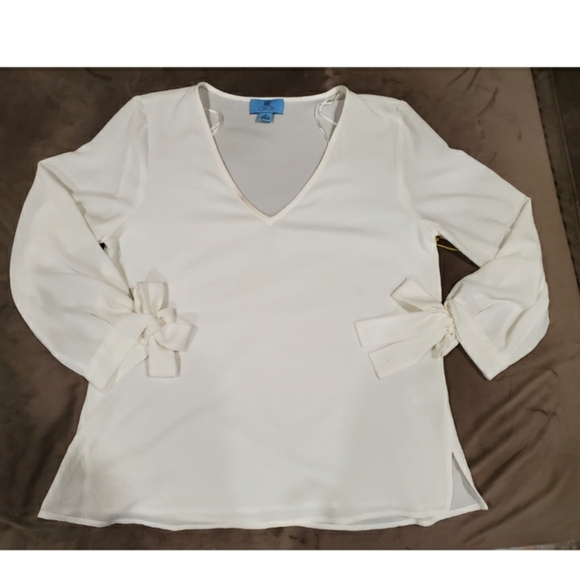 Cece White Tie Sleeve Top SZ XS - Picture 4 of 7